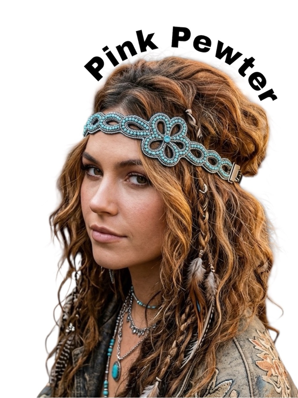 Pink Pewter Bohemian Headband – Excellent Condition